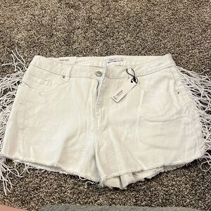White fringe Jean shorts